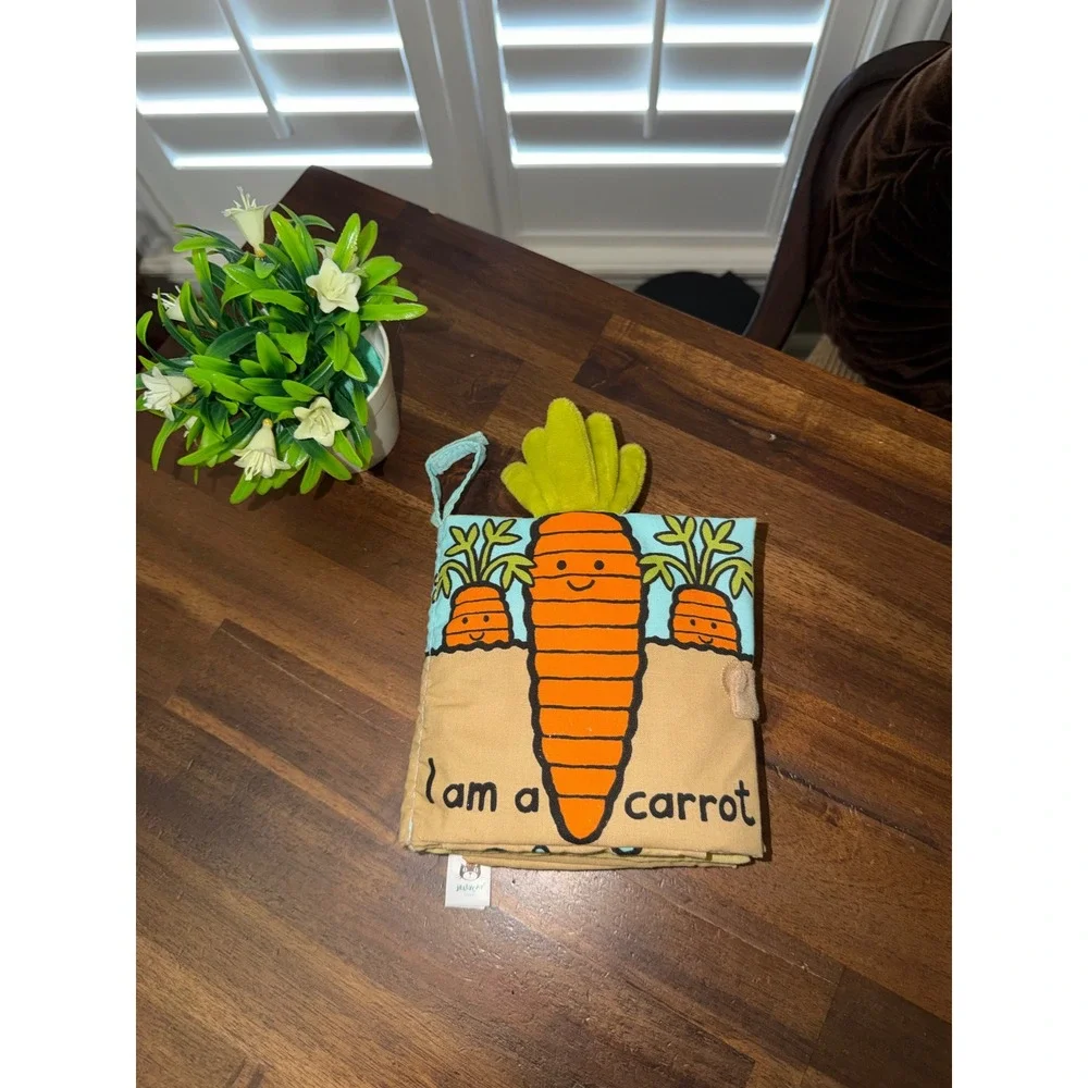 Jellycat London I Am A Carrot Soft Cloth Baby Activity Book Plush Sensory Toy